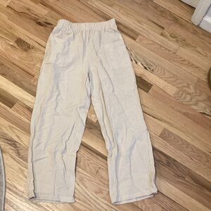 Beige Casual Cotton Pants